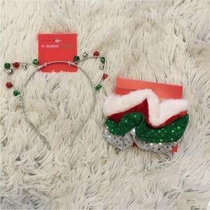 KOHL’S Celebrate Together Christmas cat ears headband set 3 scrunchies